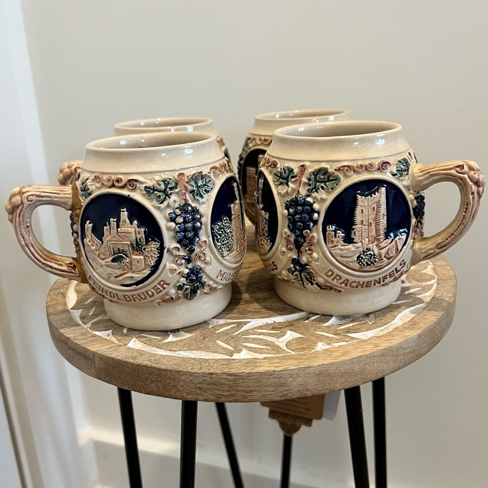 Gerz Stoneware Mug with Castle Design Lot of 4